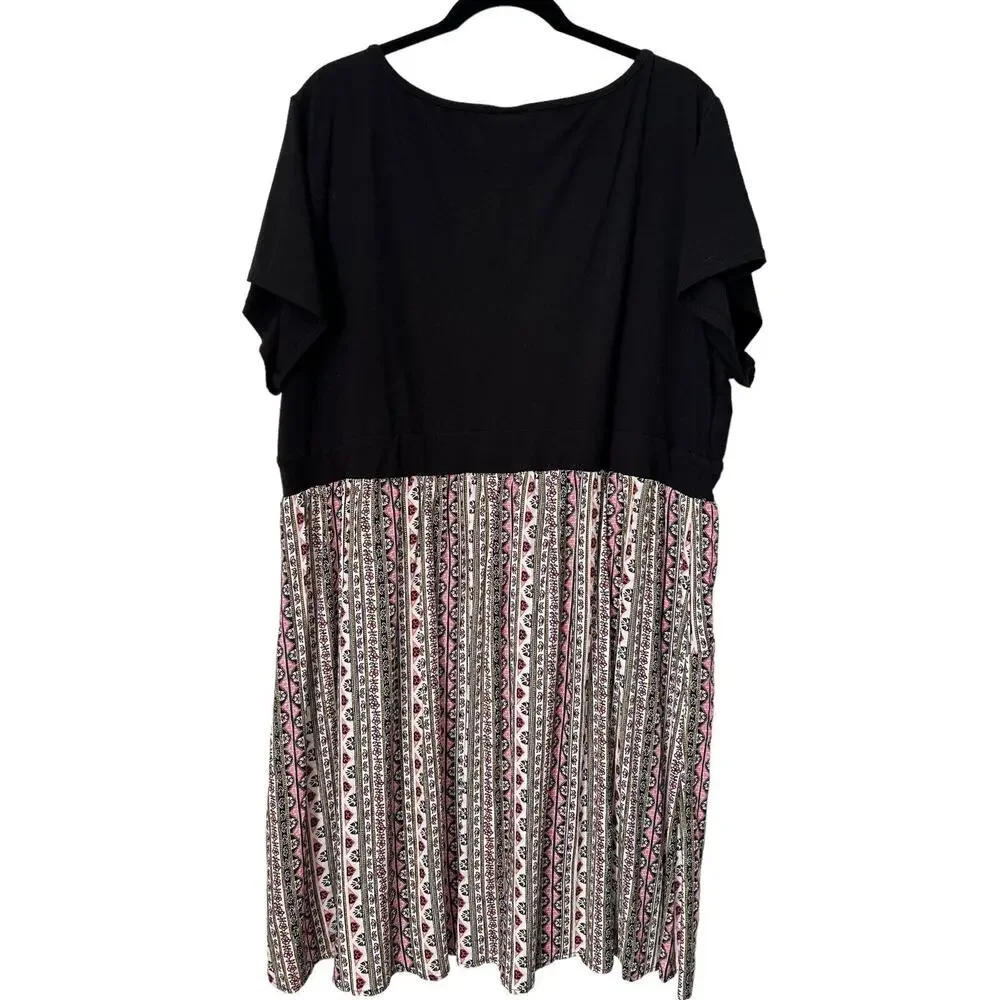 Torrid Dress Womens Size 4 Black Floral Scoop Neck Pockets Short Sleeve Pockets - Picture 7 of 16